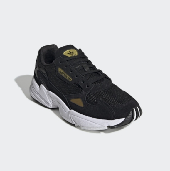 adidas falcon core black gold metallic